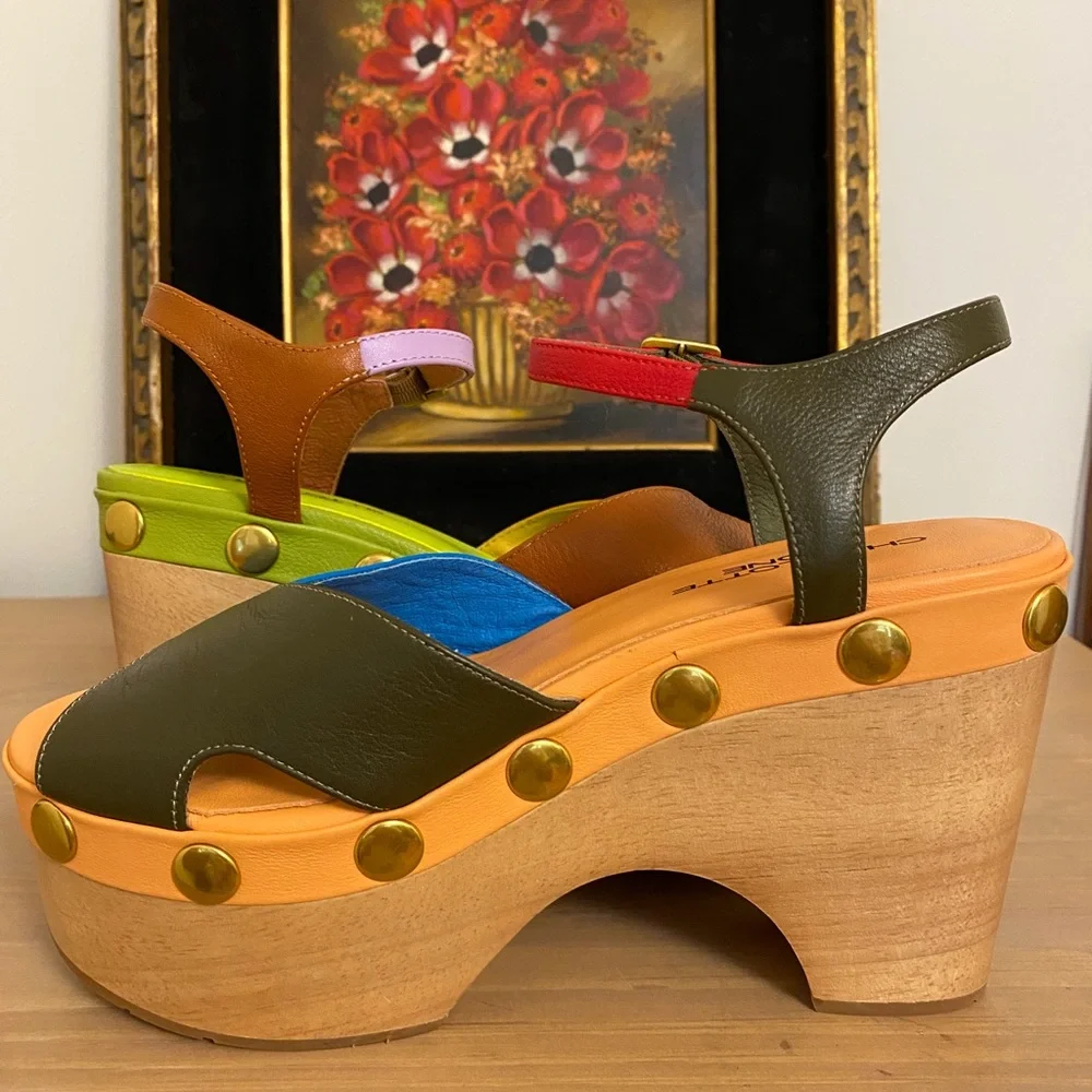 Charlotte Stone Multi-Color Leather Platform Sandals